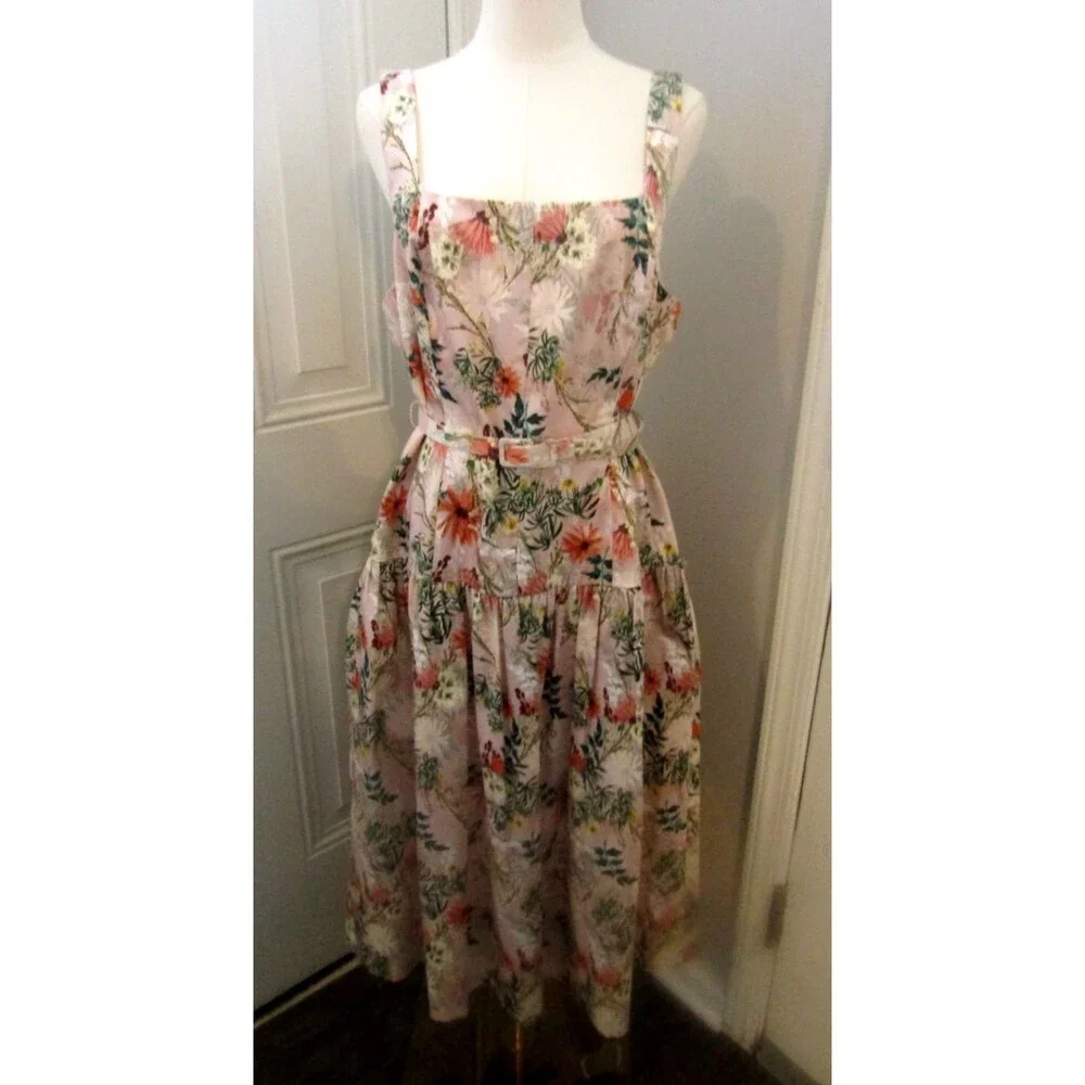 Antonio Melani Women’s Floral Fit & Flare Cotton Lined Dress – Size 14